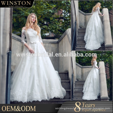 Professional China factory off the shoulder appliqued wedding dress